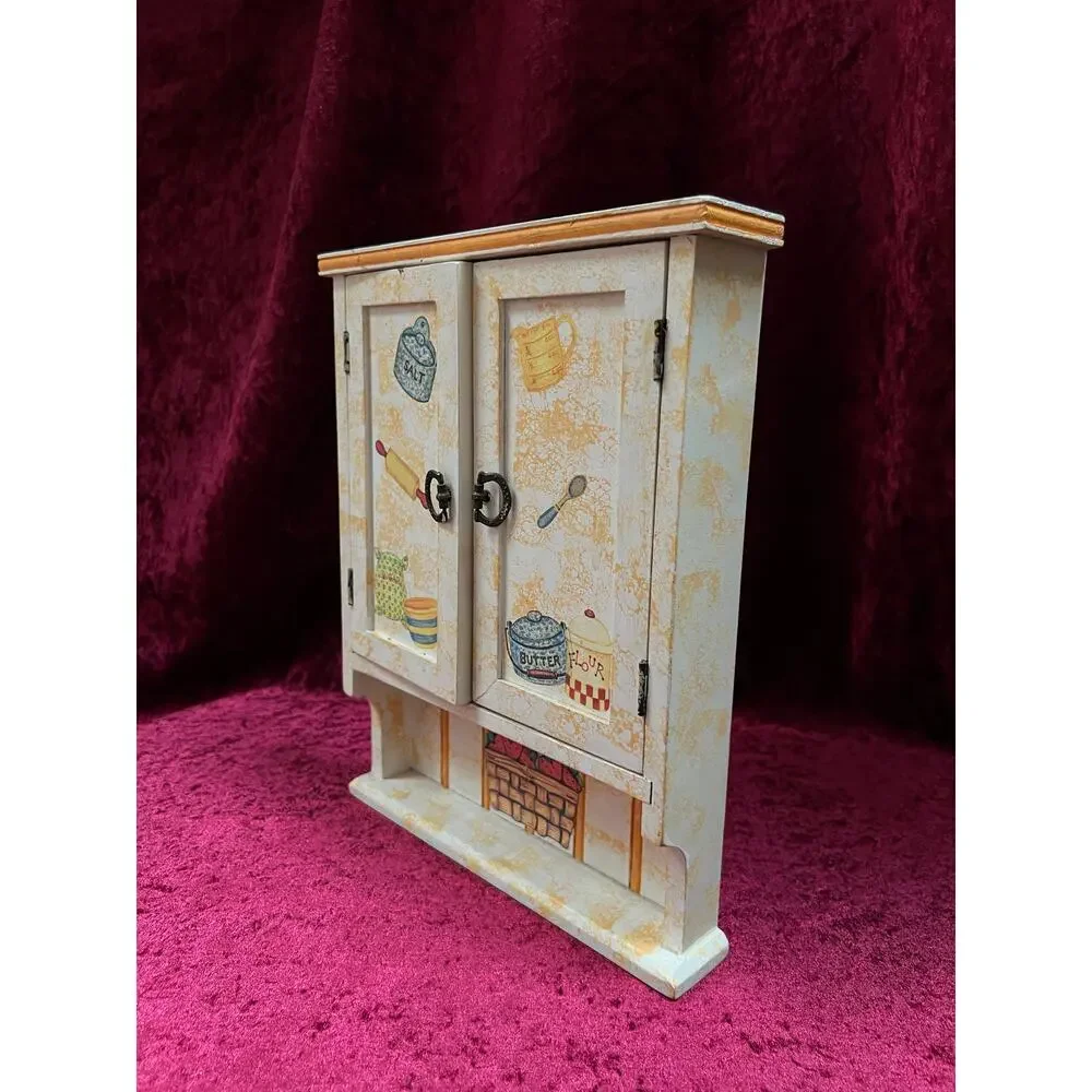 Vintage Terry's Village Wood Key Cabinet - Kitchen Cupboard Wall Key Holder